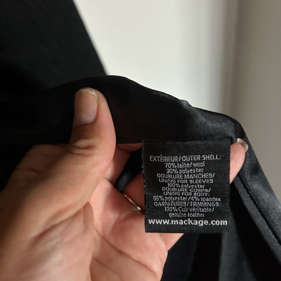 Mackage coat xsmall wool and real leather - Picture 4 of 5